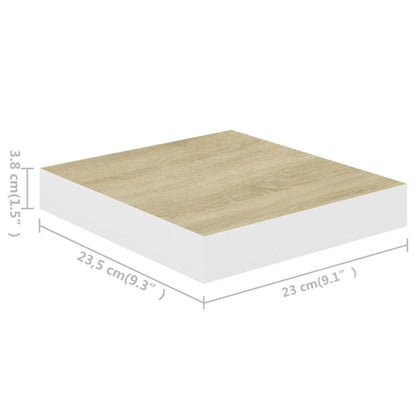 Wall Shelf Oak and White Honeycomb MDF, Metal 9.1 x 9.3 x 1.5 in