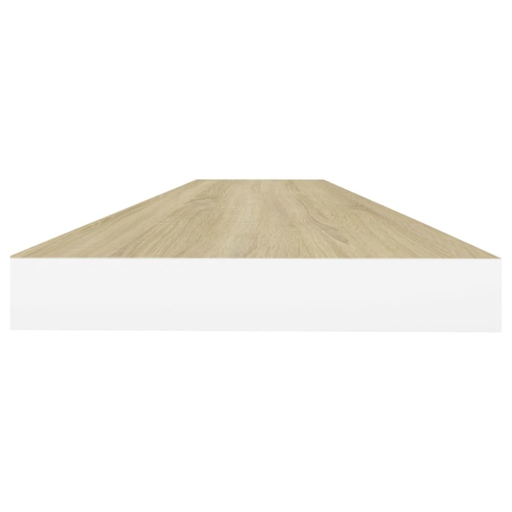 Wall Shelf Set of 2 Oak and White Honeycomb MDF, metal frame