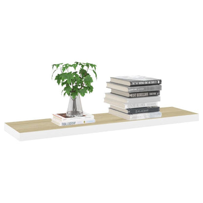 Wall Shelf Set of 4 Oak and White Honeycomb MDF, Metal Large