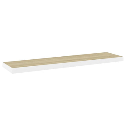Wall Shelf Set of 4 Oak and White Honeycomb MDF, Metal Large