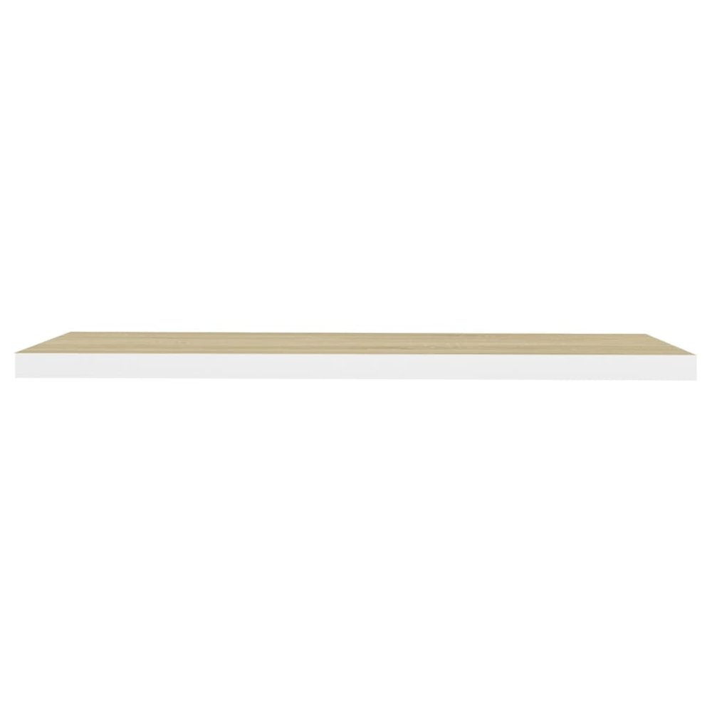Wall Shelf Set of 4 Oak and White Honeycomb MDF, Metal Large