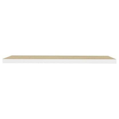 Wall Shelf Set of 4 Oak and White Honeycomb MDF, Metal Large