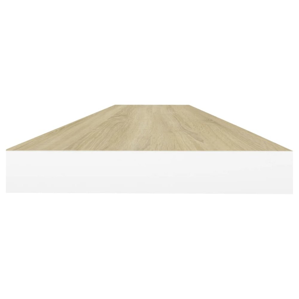 Wall Shelf Set of 4 Oak and White Honeycomb MDF, Metal Large