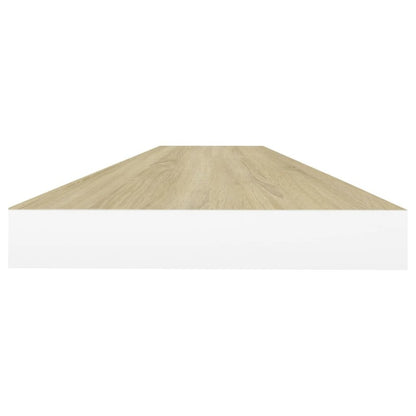 Wall Shelf Set of 4 Oak and White Honeycomb MDF, Metal Large