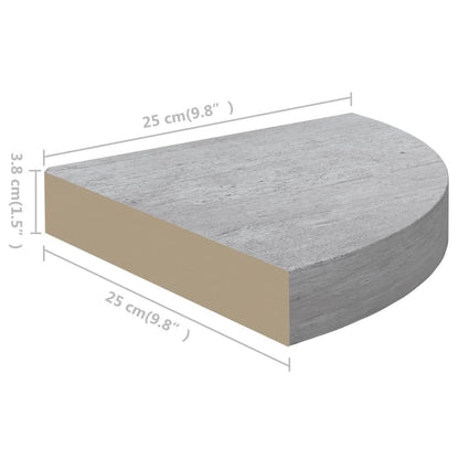 Wall Corner Shelf Set of 2 Concrete grey Honeycomb MDF, metal