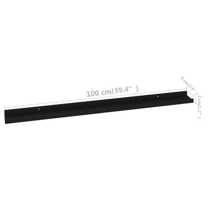 Wall Shelf Set of 2 Black MDF 39.4x3.5x1.2 in Wall mounting