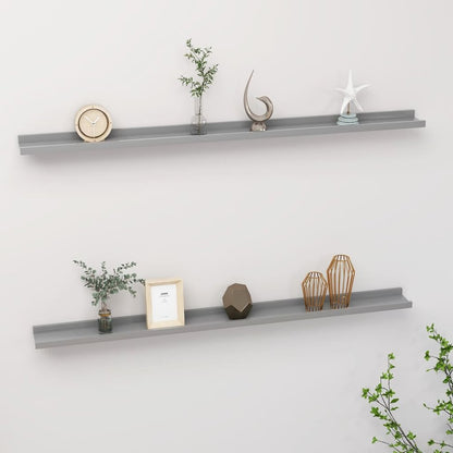 Wall Shelf Set of 2 Grey MDF 45.3 x 3.5 x 1.2 in Wall mounting