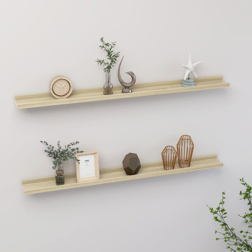 Wall Shelf Set of 2 Sonoma oak MDF Large Floating Shelf