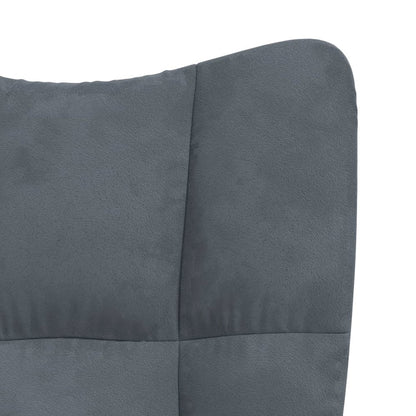Rocking Chair With Stool Dark Grey Velvet Medium Armchair