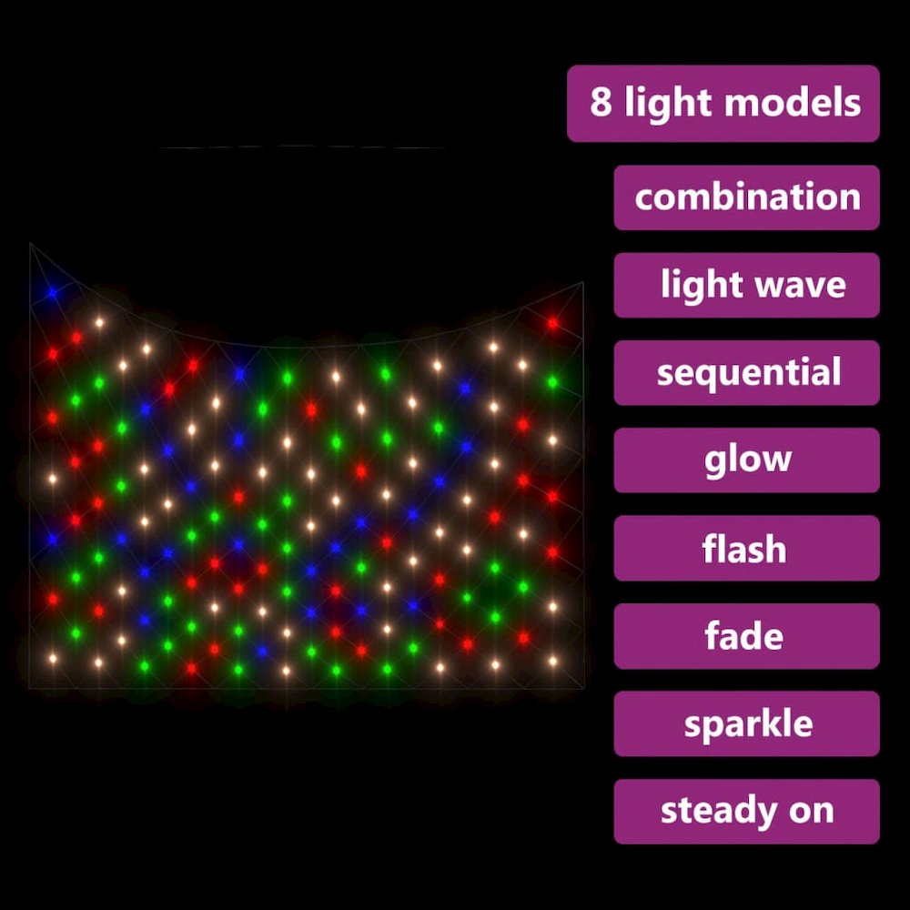 LED Net Light Colorful PVC 9.8'x 6.6' Colorful LED Net Light