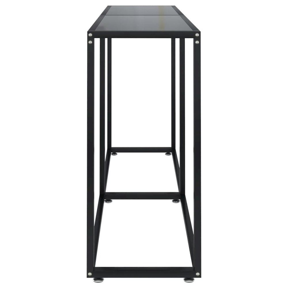 Console Table Black Tempered glass 63.0x13.8x29.7in Simple