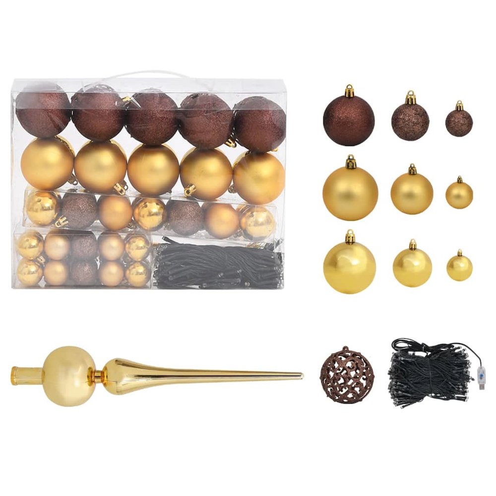 vidaXL Artificial Christmas Tree with LEDs&Ball Set Black 94.5" PVC, 3077506