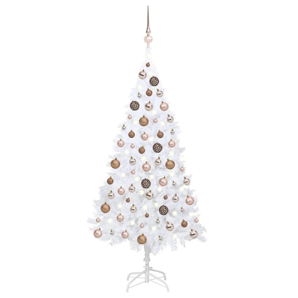 vidaXL Artificial Christmas Tree with LEDs&Ball Set White 47.2" PVC, 3077625
