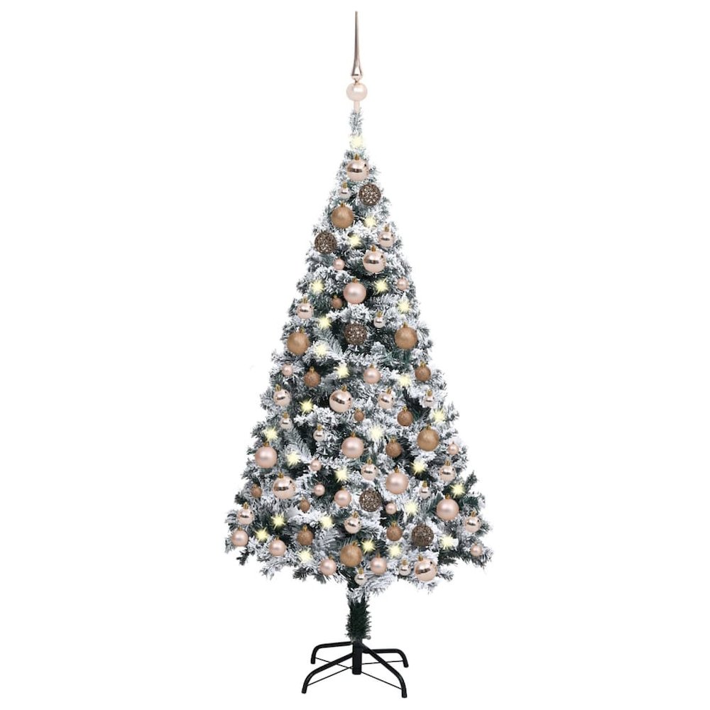 vidaXL Artificial Christmas Tree with LEDs&Ball Set Green 59.1" PVC, 3077867