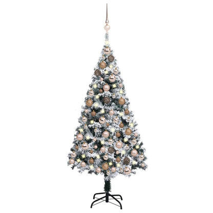 vidaXL Artificial Christmas Tree with LEDs&Ball Set Green 59.1" PVC, 3077867