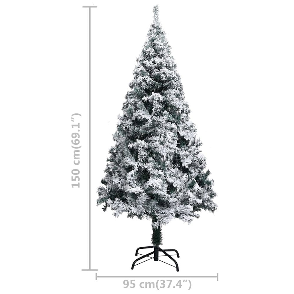 vidaXL Artificial Christmas Tree with LEDs&Ball Set Green 59.1" PVC, 3077915