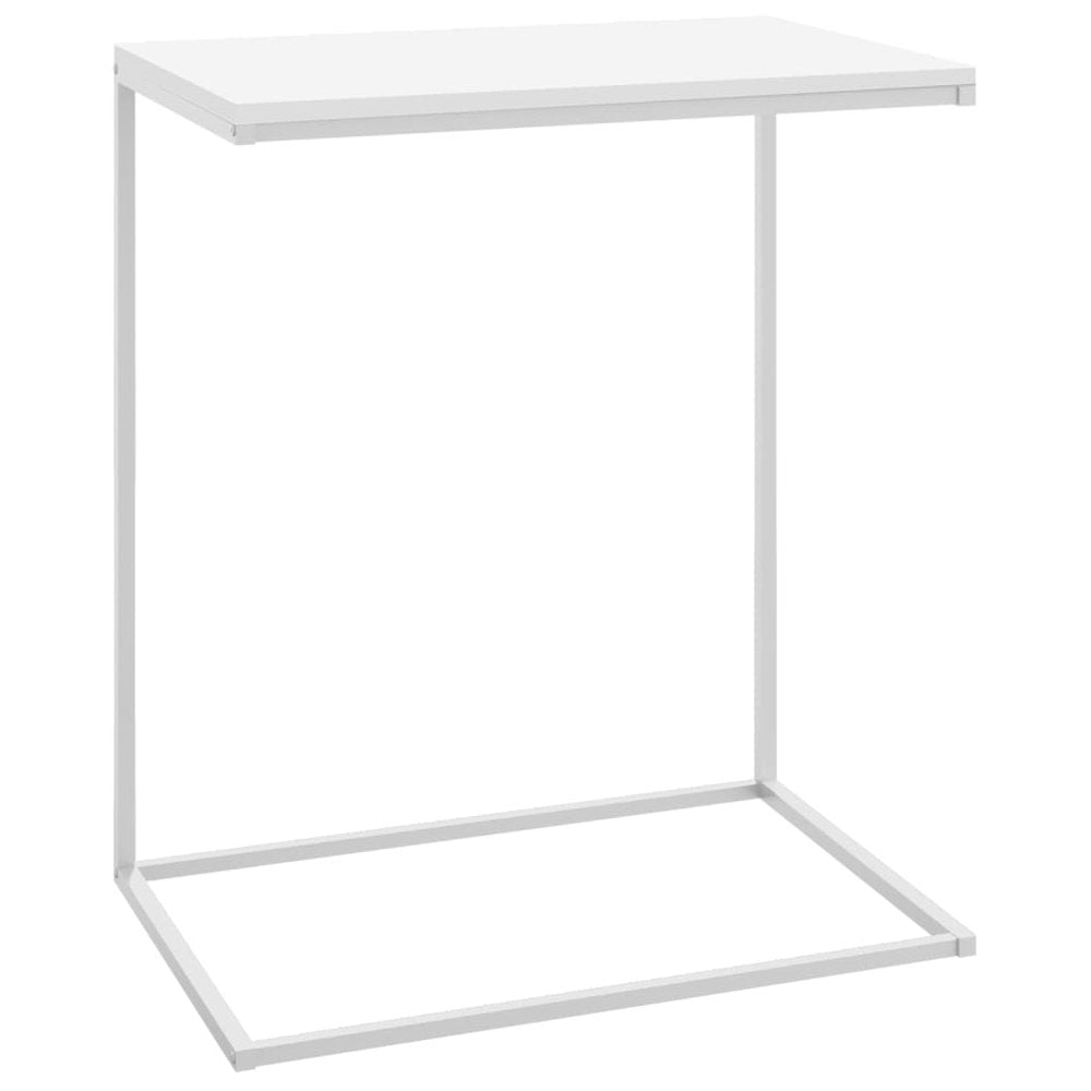 Side Table White Engineered Wood, Iron Compact Durable