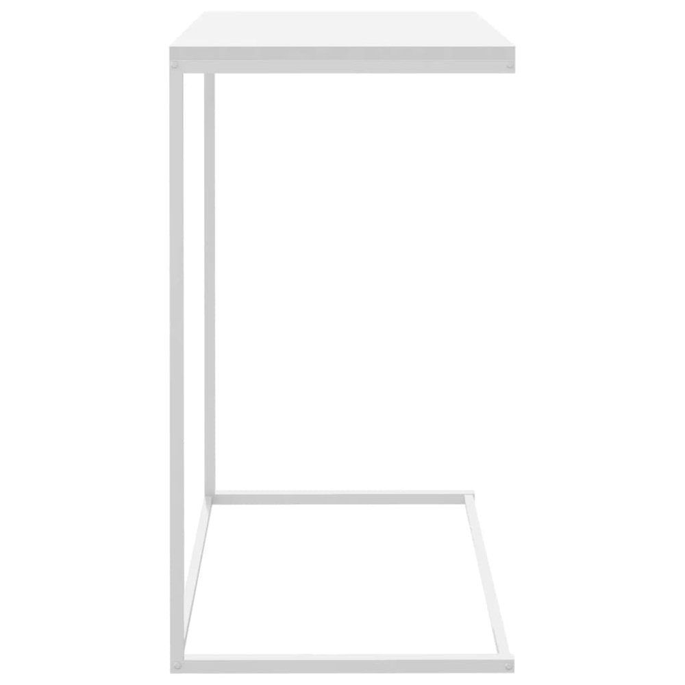 Side Table White Engineered Wood, Iron Compact Durable