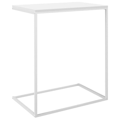 Side Table White Engineered Wood, Iron Compact Durable