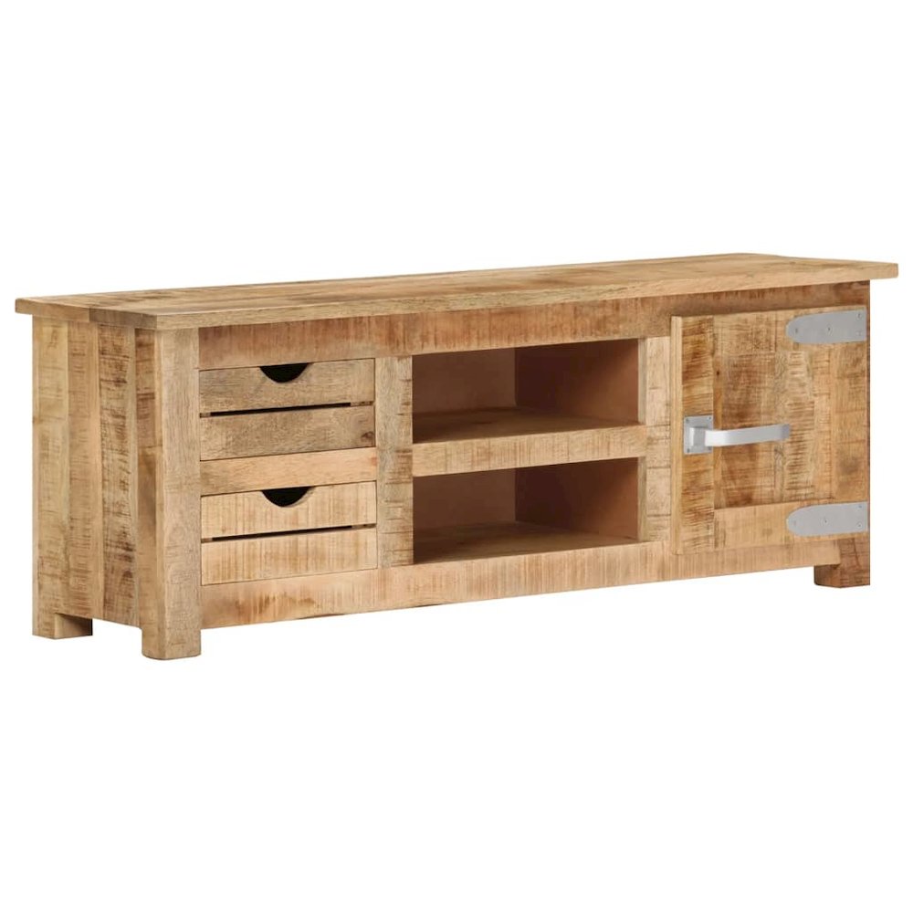 TV Cabinet Natural Wood Rough Mango Wood, MDF Medium TV Cabinet