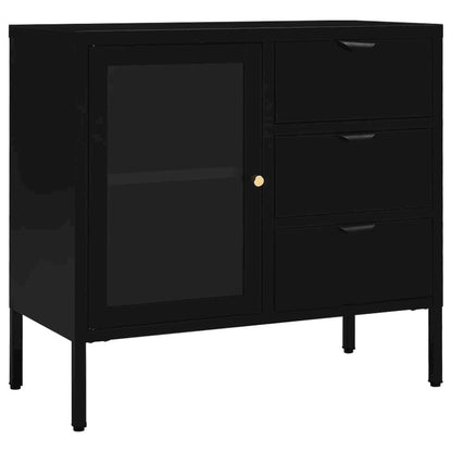 Sideboard Black Steel Medium Sideboard Rectangular Modern