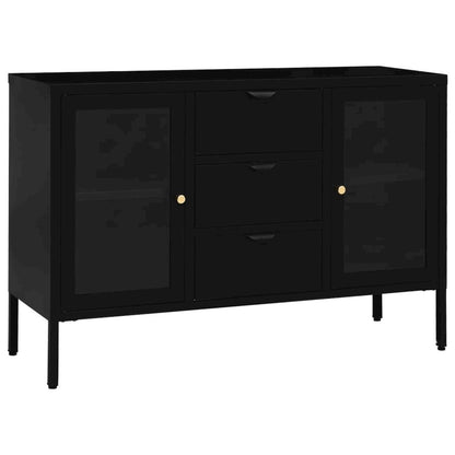 Sideboard Black Steel, tempered glass Medium Sideboard
