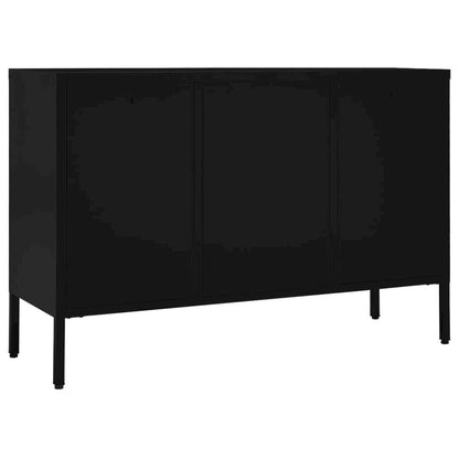 Sideboard Black Steel, tempered glass Medium Sideboard