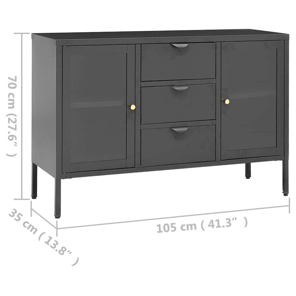 Sideboard Anthracite 41.3"x13.8"x27.6" Steel and Tempered Glass