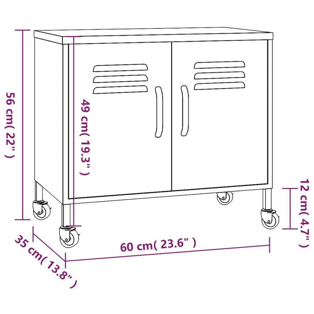 Storage Cabinet Anthracite Steel 23.6 x 13.8 x 22.0 in