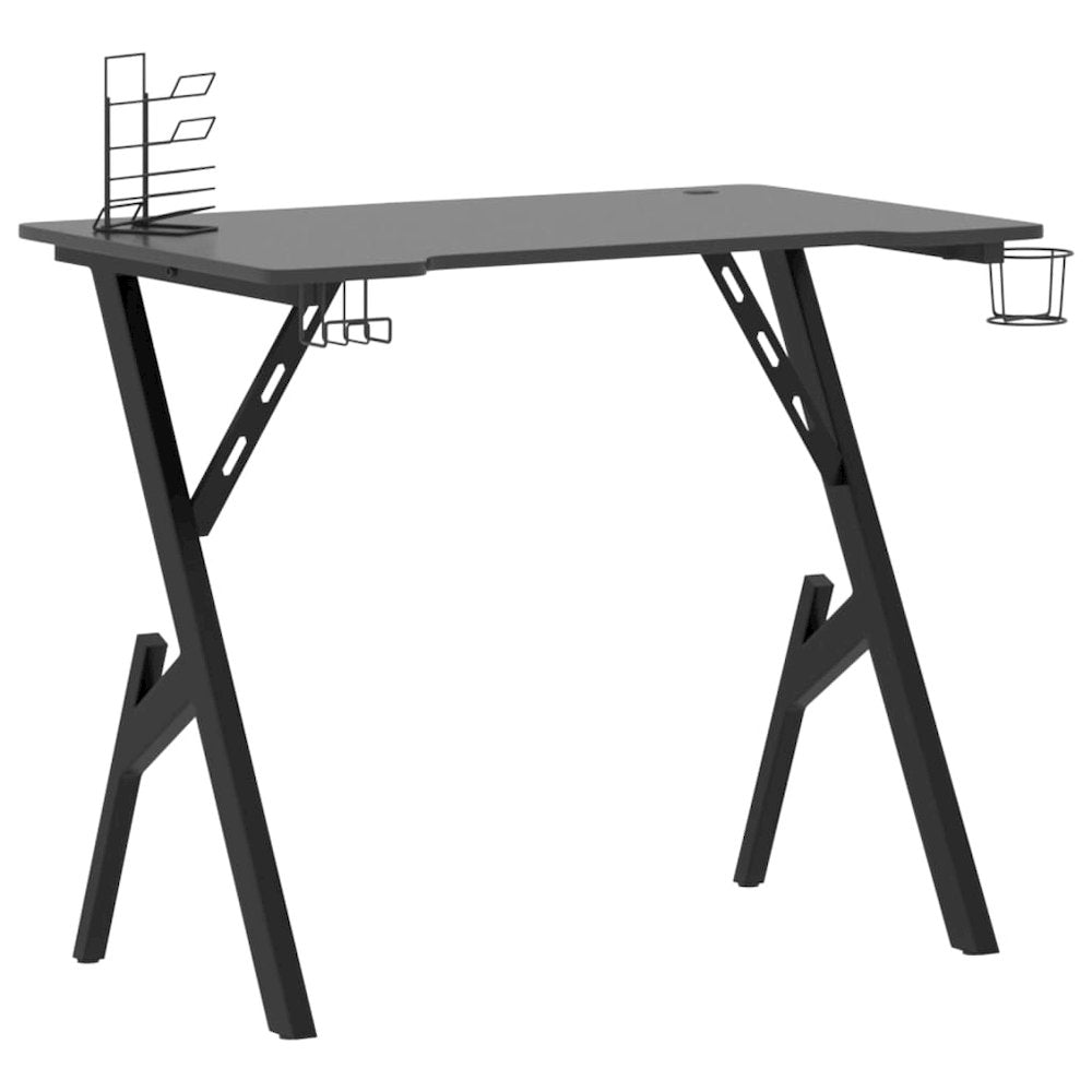 Gaming Desk Black Engineered wood, Iron 35.4 x 23.6 x 29.5 in