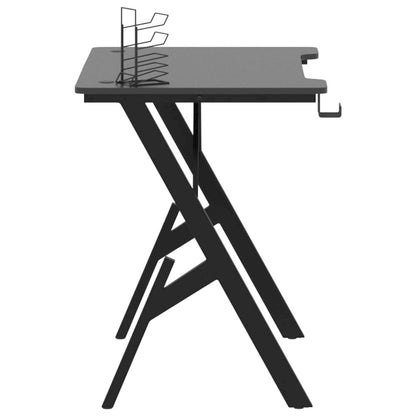 Gaming Desk Black Engineered wood, Iron 35.4 x 23.6 x 29.5 in