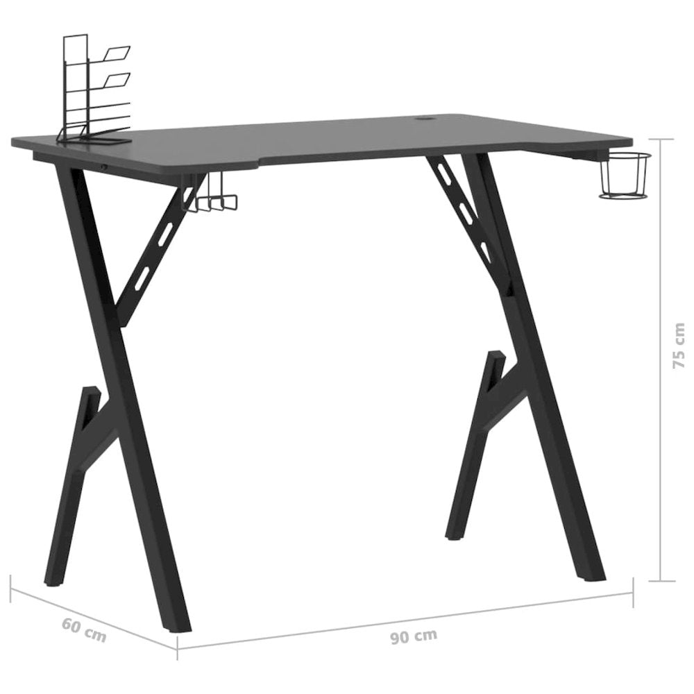 Gaming Desk Black Engineered wood, Iron 35.4 x 23.6 x 29.5 in