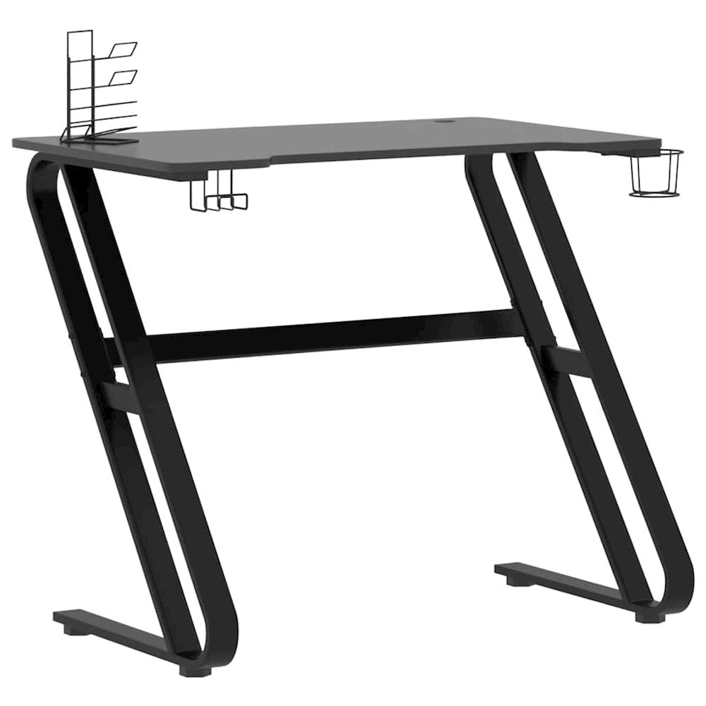 Gaming Desk Black Engineered wood Medium Ergonomic Gaming Desk