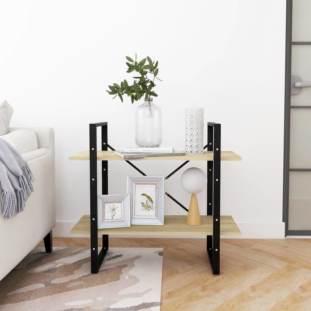 Book Cabinet Sonoma oak, Black Engineered wood, Metal