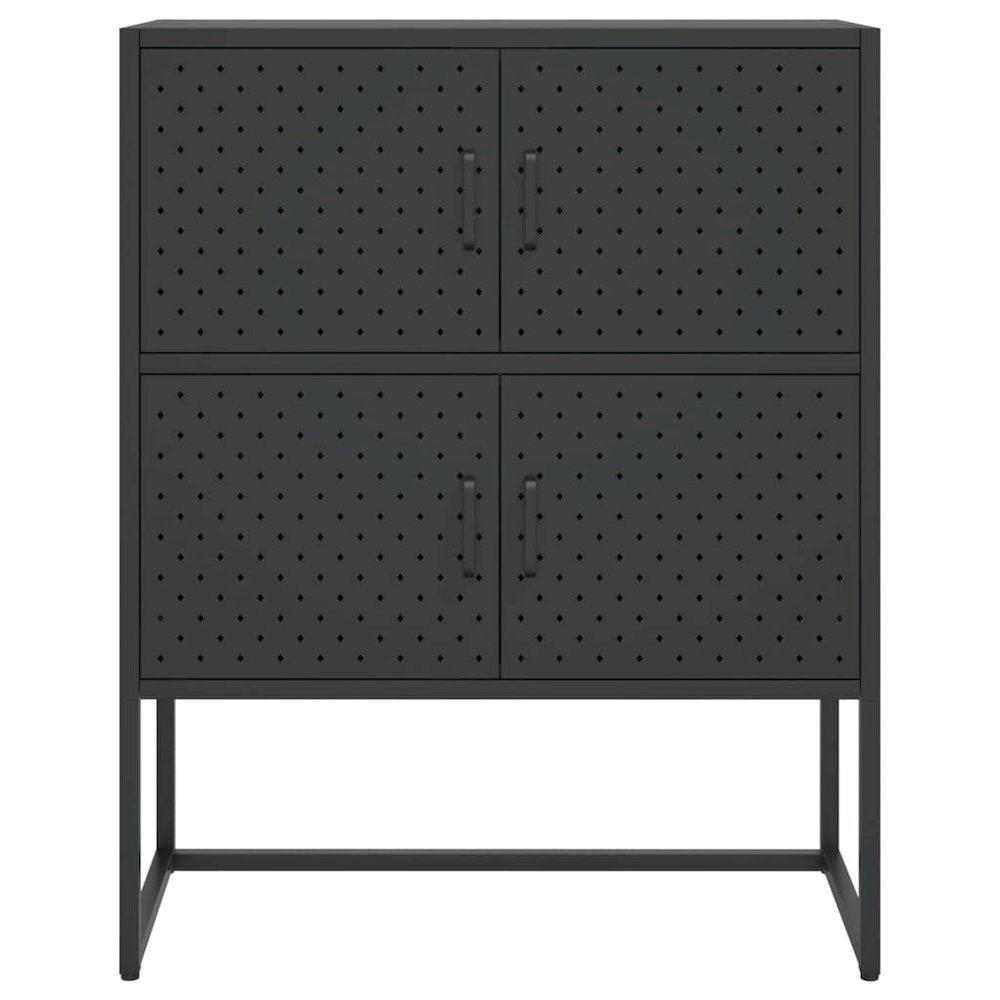 Highboard Black Steel 31.5 x 13.8 x 39.4 in Levelers Highboard