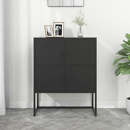 Highboard Black Steel 31.5 x 13.8 x 39.4 in Levelers Highboard