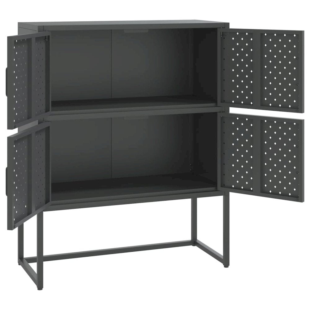 Highboard Anthracite Steel Medium Adjustable Feet Highboard