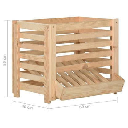 Potato Box Natural Wood Solid Pinewood Medium Stackable