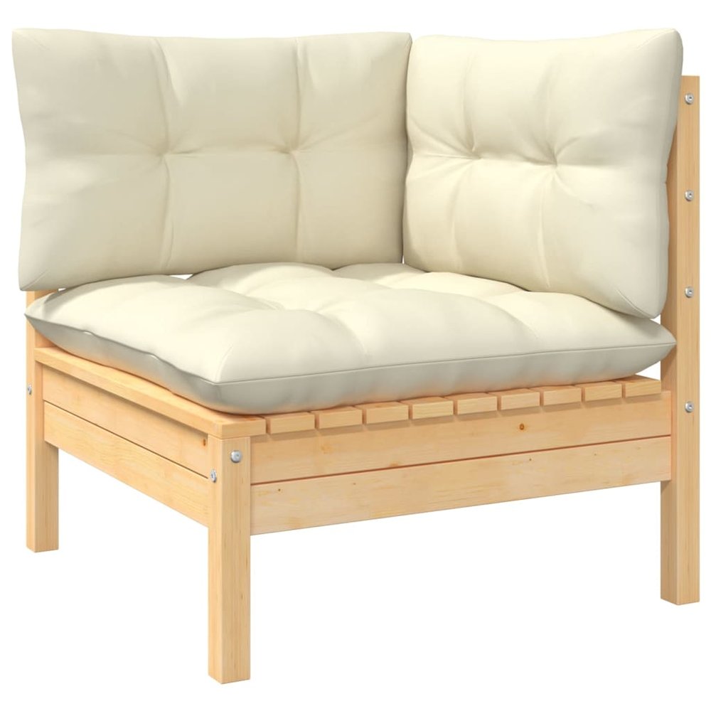 2-seater Garden Sofa Set of 2 Cream, Natural Wood