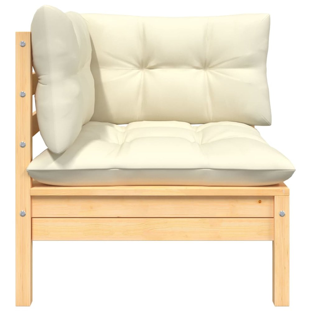 2-seater Garden Sofa Set of 2 Cream, Natural Wood