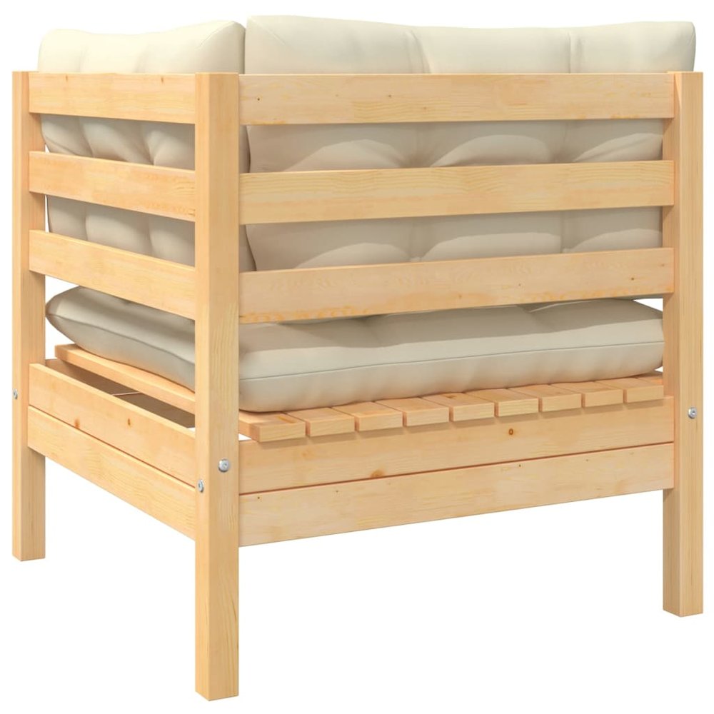 2-seater Garden Sofa Set of 2 Cream, Natural Wood