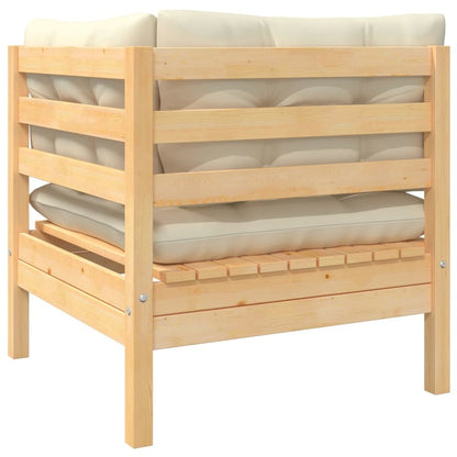 2-seater Garden Sofa Set of 2 Cream, Natural Wood