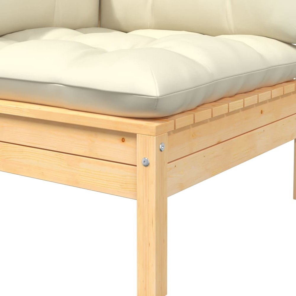 2-seater Garden Sofa Set of 2 Cream, Natural Wood