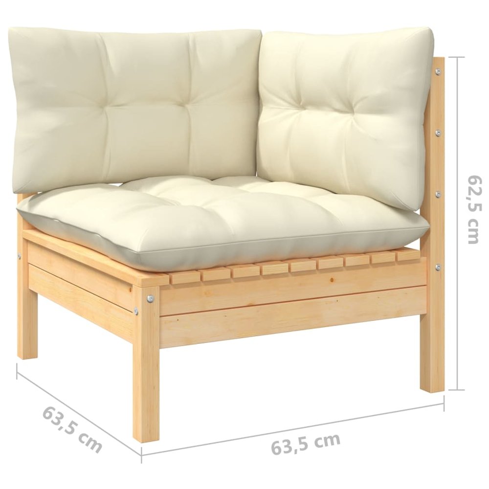2-seater Garden Sofa Set of 2 Cream, Natural Wood