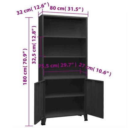 Bookshelf Anthracite Steel 31.5 x 12.6 x 70.9 in