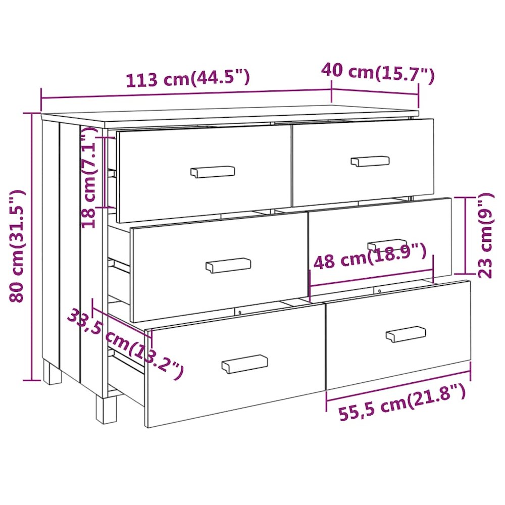 Sideboard White Solid pinewood, MDF Medium Sideboard
