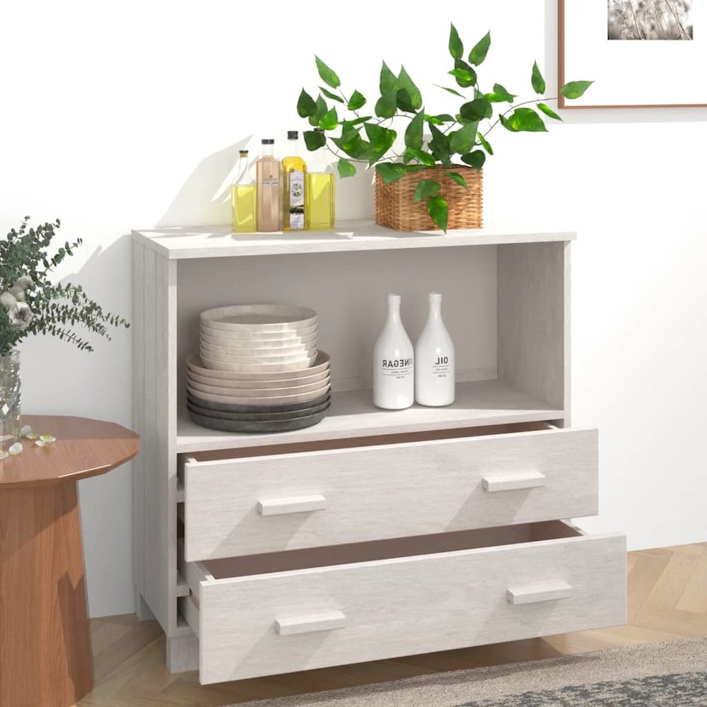 Sideboard White Solid pinewood Compact White Sideboard
