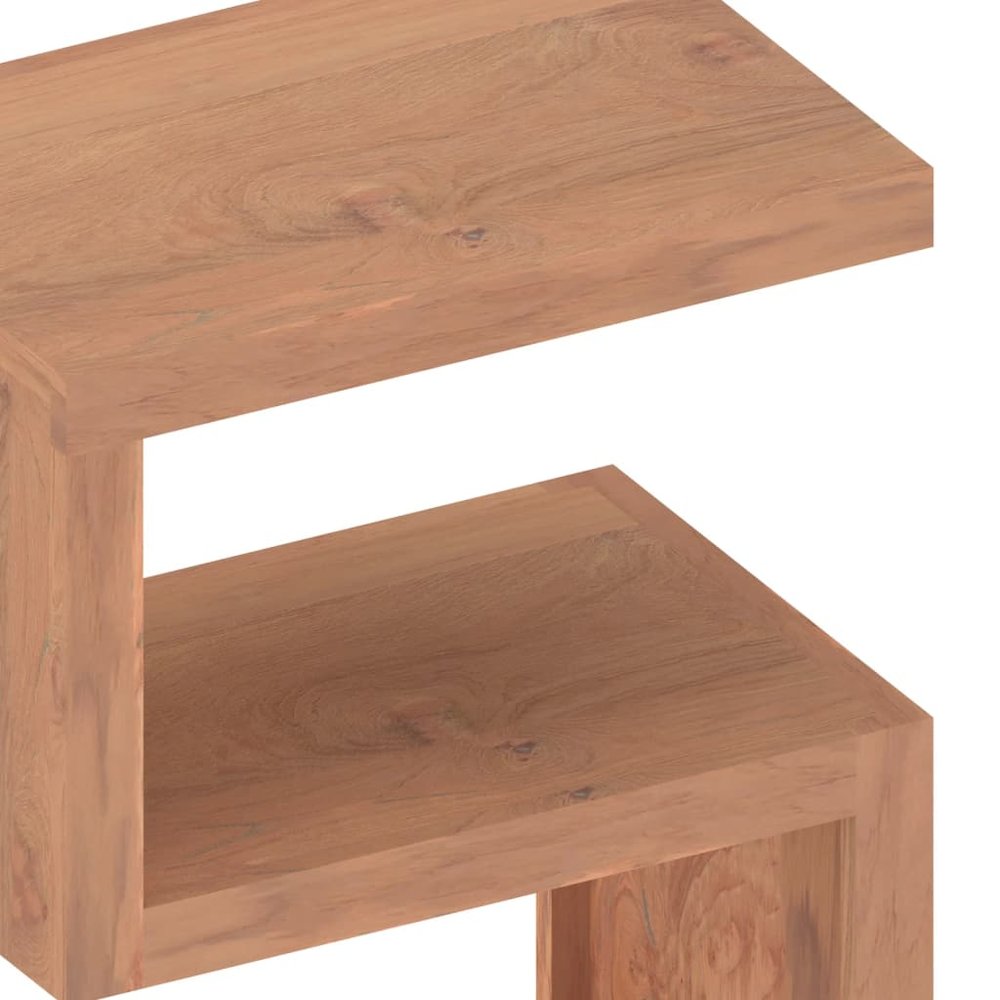 Side Table Brown Solid teak wood Small Decorative Inlays