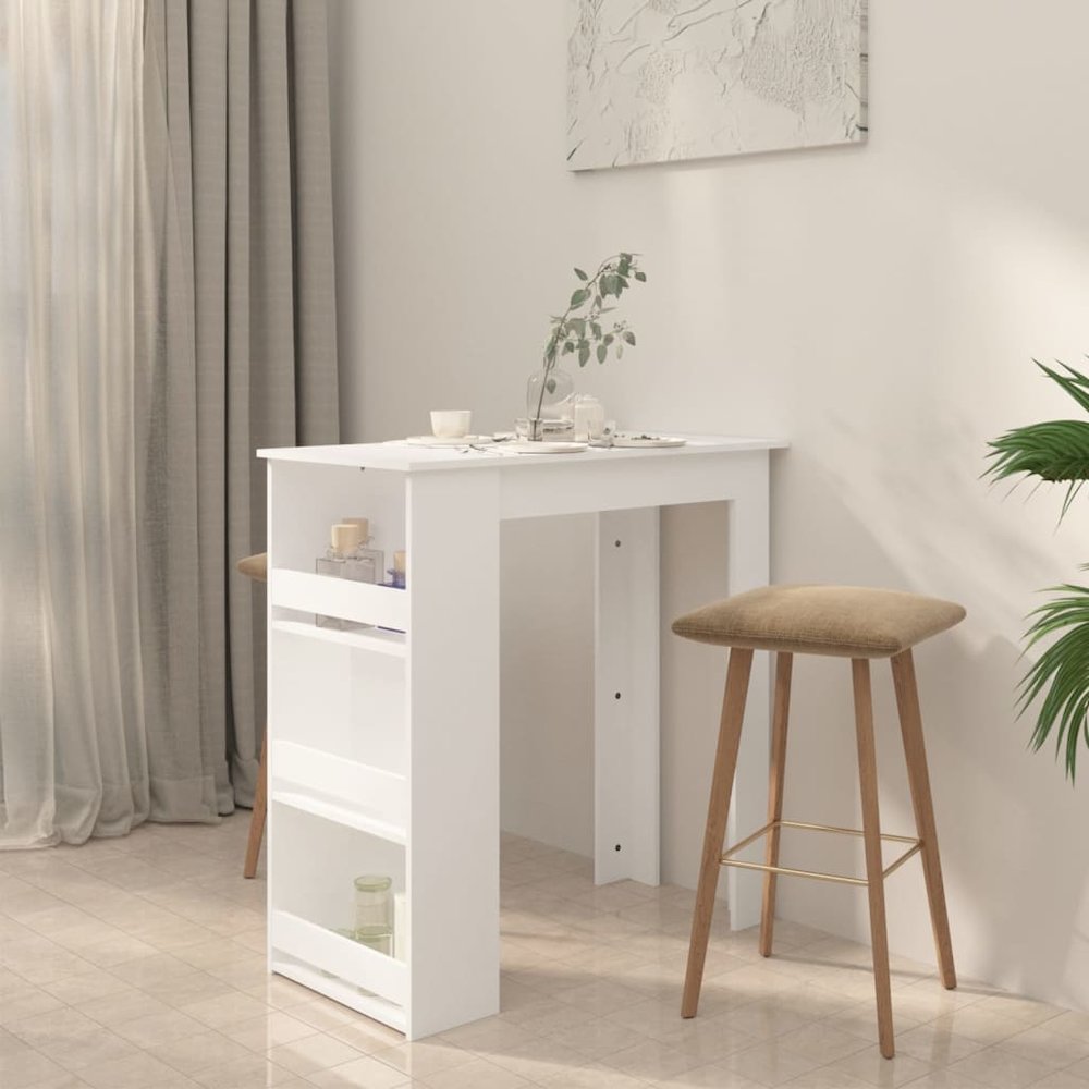 Bar Table White Engineered Wood 40.2 in x 19.7 in x 40.7 in