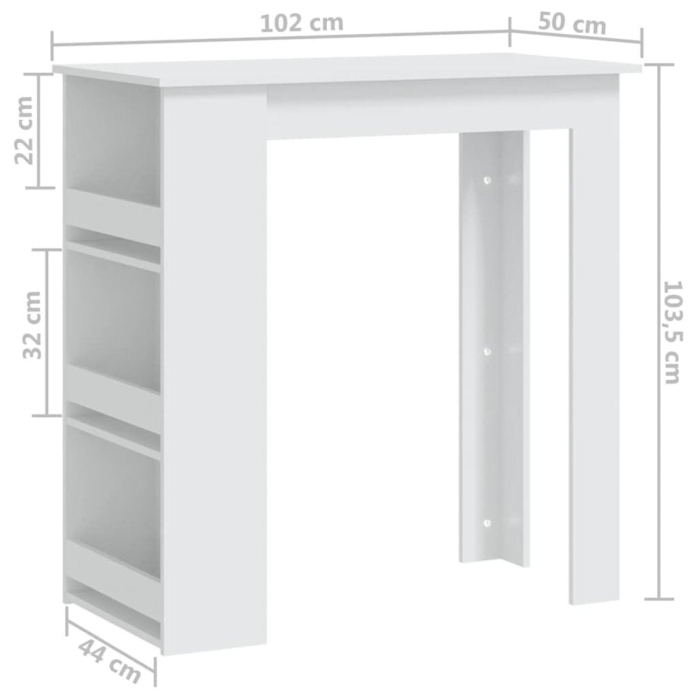 Bar Table White Engineered Wood 40.2 in x 19.7 in x 40.7 in